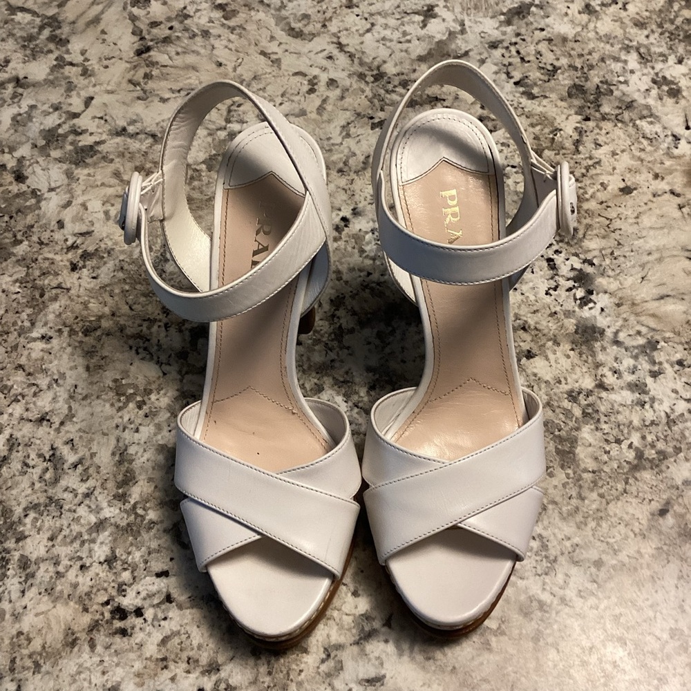 Prada Women's White Heeled Sandals